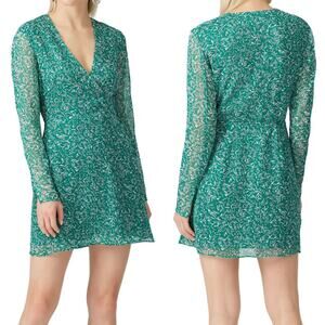 The East Order Womens Nordstrom Gizele Green Mini Wrap Dress Size Small L/S